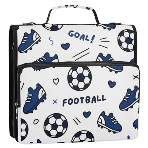 Ordner mit Fußballtor-Herzmuster, 3 Ringe, 3,8 cm, mit Reißverschluss und Griff, leicht zu transportieren, Dokumenten-Organizer für Schule/Büro Ordner mit Fußballtor-Herzmuster, 3 Ringe, 3,8 cm, mit Reißverschluss und Griff, leicht zu transportieren, Dokumenten-Organizer für Schule/Büro von Yoogain