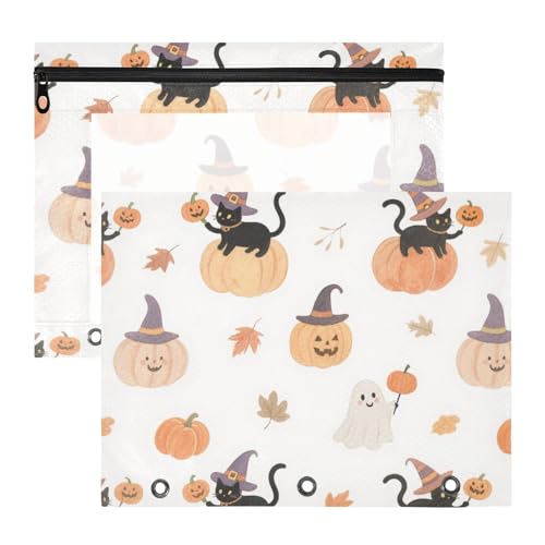 Ordner mit glatten Reißverschlüssen, 3 Locher für 3 Ringe, 2 Stück, Lehrer, Klassenzimmer, Orange, Halloween, Kürbis von Yoogain