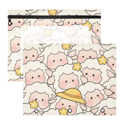 Ordner mit glatten Reißverschlüssen, Taschenordner für A4-Papier, Briefe, 2 Stück, Studenten, Kunstbedarf, Aufbewahrung, niedliches Cartoon-Schaf, weiß Ordner mit glatten Reißverschlüssen, Taschenordner für A4-Papier, Briefe, 2 Stück, Studenten, Kunstbedarf, Aufbewahrung, niedliches Cartoon-Schaf, weiß von Yoogain