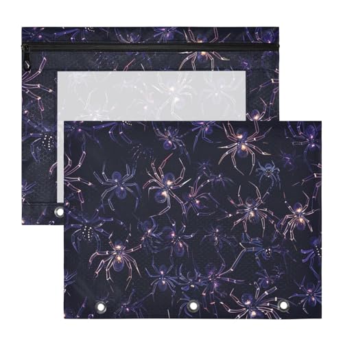 Ordnertaschen mit 3 Löchern, Kunststoff, für A4-Papier, Briefe, 2 Stück, Studenten, Zuhause, Halloween, Alptraum, leuchtende Spinne Ordnertaschen mit 3 Löchern, Kunststoff, für A4-Papier, Briefe, 2 Stück, Studenten, Zuhause, Halloween, Alptraum, leuchtende Spinne von Yoogain