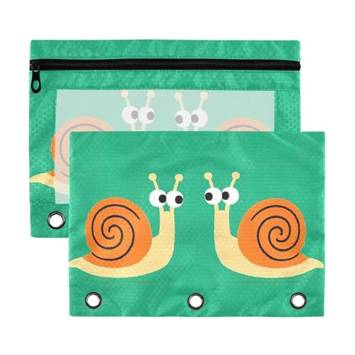Ordnertaschen mit niedlichem Cartoon-Schneckenmotiv, 3 Ringe mit transparentem Fenster, Ringordner mit Taschen, Klarsichtfenster und Ösen, Drei-Ringe, Ordner für Bürobedarf, mehrfarbig, 2 Stück Ordnertaschen mit niedlichem Cartoon-Schneckenmotiv, 3 Ringe mit transparentem Fenster, Ringordner mit Taschen, Klarsichtfenster und Ösen, Drei-Ringe, Ordner für Bürobedarf, mehrfarbig, 2 Stück von Yoogain