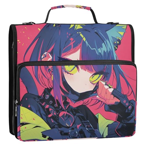 Ordnungsmappe mit 3 Ringen im Gothic-Katzen-Design, stabiler Reißverschluss, mit Griff und abnehmbarem Schultergurt, mehrere Taschen, Dokumenten-Organizer, Tasche für Büro, Schule Ordnungsmappe mit 3 Ringen im Gothic-Katzen-Design, stabiler Reißverschluss, mit Griff und abnehmbarem Schultergurt, mehrere Taschen, Dokumenten-Organizer, Tasche für Büro, Schule von Yoogain