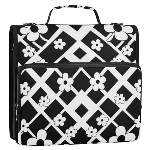 Organizer mit 3 Ringen und Diamanten, Blumenmuster, Ordner mit Griff, einfach zu transportieren, Dokumentenordner für Schule und Büro Organizer mit 3 Ringen und Diamanten, Blumenmuster, Ordner mit Griff, einfach zu transportieren, Dokumentenordner für Schule und Büro von Yoogain
