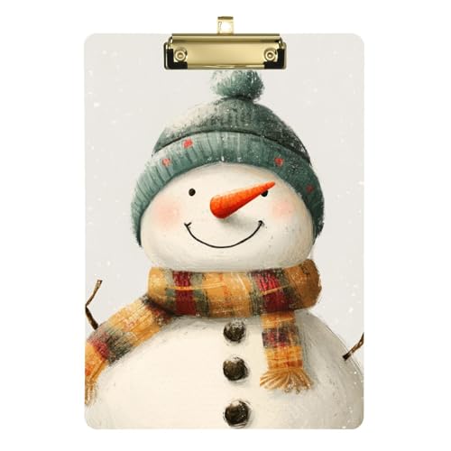 Personalisierbares Weihnachts-Klemmbrett mit niedlichem Schneemann, Hartfaserplatte für Krankenschwestern, Heimunternehmer, Größe 22,9 x 30,5 cm von Yoogain