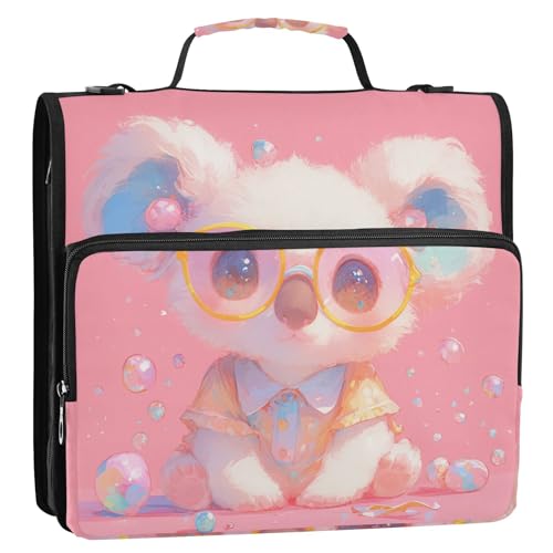 Pfirsich-Koala-Pfirsich-Ordner mit 3 Ringen, Reißverschluss, mit Schultergurt und Griff, mehrere Taschen, Dokumenten-Organizer, Tasche für Mittelschule Pfirsich-Koala-Pfirsich-Ordner mit 3 Ringen, Reißverschluss, mit Schultergurt und Griff, mehrere Taschen, Dokumenten-Organizer, Tasche für Mittelschule von Yoogain