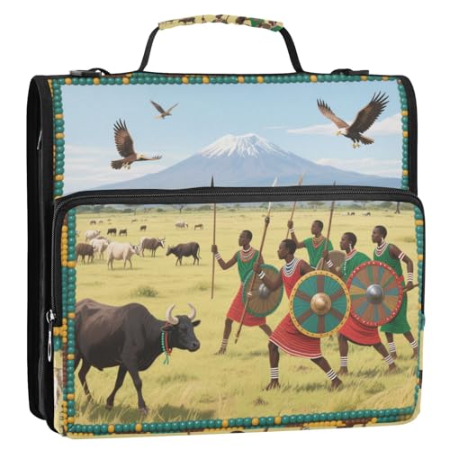 Primitive Tribe Meadow Organizer mit 3 Ringen, 3,8 cm, Ordner mit Griff und abnehmbarem Schultergurt, einfach zu tragen, Schulhefter für die Mittelschule von Yoogain