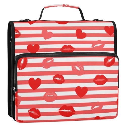 Ringbuch-Organizer mit Schultergurt und Griff, wasserdicht, 3,8 cm, Rot / Weiß gestreift, 3,8 cm Ringbuch-Organizer mit Schultergurt und Griff, wasserdicht, 3,8 cm, Rot / Weiß gestreift, 3,8 cm von Yoogain