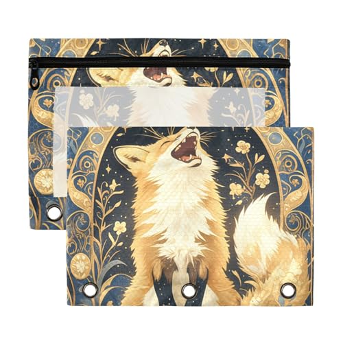 Ringbuch mit Reißverschluss, Boho-Stil, goldfarbener Fuchs, mit transparentem Fenster, weich in verschiedenen Farben, 3 Ringe, für Schule, Büro und Zuhause, mehrfarbig, 2 Stück Ringbuch mit Reißverschluss, Boho-Stil, goldfarbener Fuchs, mit transparentem Fenster, weich in verschiedenen Farben, 3 Ringe, für Schule, Büro und Zuhause, mehrfarbig, 2 Stück von Yoogain