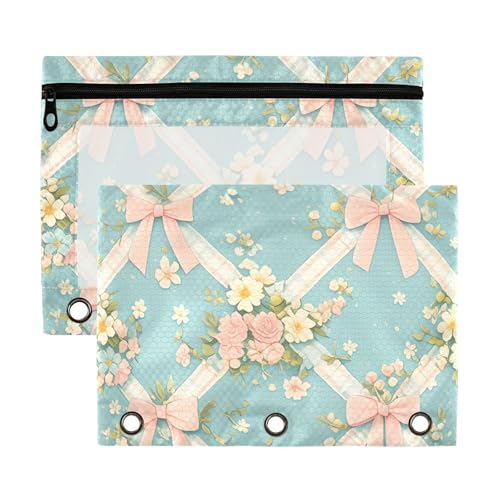 Ringmappe mit transparenten Fensterringen, Vintage-Stil, pastellrosa Schleifen, Wildblumen, Blau, Argyle, Ringordner mit Taschen, groß und stabil, 3-Ringe, Ordner für Klassenzimmer, Schule, Büro Ringmappe mit transparenten Fensterringen, Vintage-Stil, pastellrosa Schleifen, Wildblumen, Blau, Argyle, Ringordner mit Taschen, groß und stabil, 3-Ringe, Ordner für Klassenzimmer, Schule, Büro von Yoogain