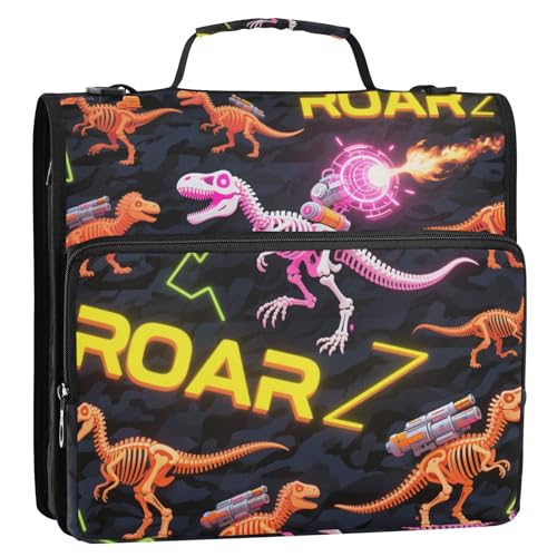 Robot Dino Roaring T-Rex Organizer mit 3 Ringen, Organizer mit Schultergurt, mehrere Taschen, Dokumentenaufbewahrung, Aufbewahrungstasche für Schule und Büro, Orange / Schwarz Robot Dino Roaring T-Rex Organizer mit 3 Ringen, Organizer mit Schultergurt, mehrere Taschen, Dokumentenaufbewahrung, Aufbewahrungstasche für Schule und Büro, Orange / Schwarz von Yoogain