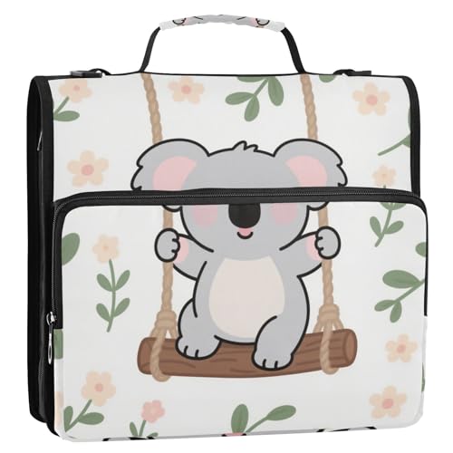 Süßer Cartoon-Koala, 3,8 cm, 3 Ringe, Reißverschluss, Ordner mit Riemen, mehrere Taschen, Dokumente, Dateien, Aufbewahrungstasche für Mittelschüler Süßer Cartoon-Koala, 3,8 cm, 3 Ringe, Reißverschluss, Ordner mit Riemen, mehrere Taschen, Dokumente, Dateien, Aufbewahrungstasche für Mittelschüler von Yoogain