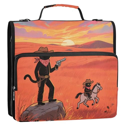 Sunset Prairie Cat Cowboy Cool 3,8 cm 3 Ringe Reißverschluss Ordner Organizer mit Griff Multi-Pocket Dokumentenmappe Organizer für Büro Schule Sunset Prairie Cat Cowboy Cool 3,8 cm 3 Ringe Reißverschluss Ordner Organizer mit Griff Multi-Pocket Dokumentenmappe Organizer für Büro Schule von Yoogain