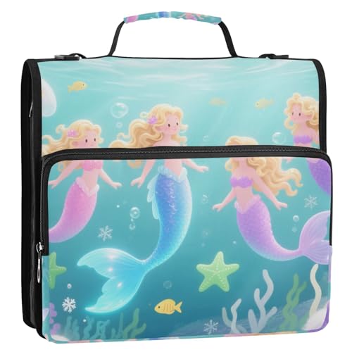 Unterwasser-Meerjungfrau-Quallen, Rosa, Lila, Ozeanblau, Grün, 3,8 cm, 3 Ringe, Büroordner mit Griff, mehrere Taschen, Dokumenten-Organizer, Tasche für Schule und Büro Unterwasser-Meerjungfrau-Quallen, Rosa, Lila, Ozeanblau, Grün, 3,8 cm, 3 Ringe, Büroordner mit Griff, mehrere Taschen, Dokumenten-Organizer, Tasche für Schule und Büro von Yoogain