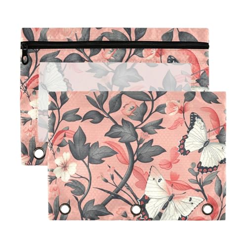 William Morris Rustikale ethnische Schmetterlinge-Taschen für 3-Ring-Ordner mit transparentem Fenster, weich, große Kapazität, 3-Ringbuch für Schule, Büro und Zuhause, mehrfarbig, 2 Stück William Morris Rustikale ethnische Schmetterlinge-Taschen für 3-Ring-Ordner mit transparentem Fenster, weich, große Kapazität, 3-Ringbuch für Schule, Büro und Zuhause, mehrfarbig, 2 Stück von Yoogain