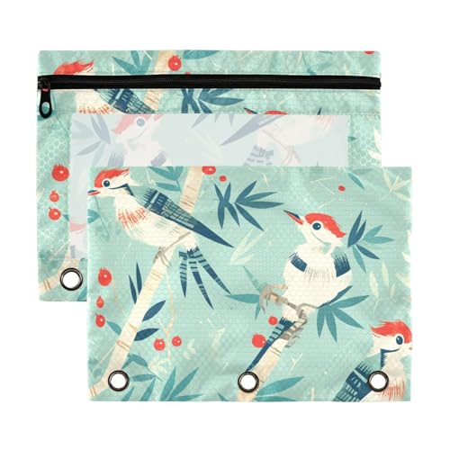 Woodpecker Federmäppchen mit Reißverschluss, mit transparentem Fenster, Ringordner mit Taschen, große und stabile Zollordner, 3 Ringe für Büro, Schulbedarf, Kosmetik, mehrfarbig, 2 Stück Woodpecker Federmäppchen mit Reißverschluss, mit transparentem Fenster, Ringordner mit Taschen, große und stabile Zollordner, 3 Ringe für Büro, Schulbedarf, Kosmetik, mehrfarbig, 2 Stück von Yoogain