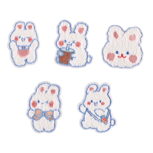 5 PCs Bestickte Flecken Cartoon Kaninchen Auf PatchesApplique Flecken Auf Flecken Auf Flecken Nähflecken Für Kleiderbeutel von Yooghuge