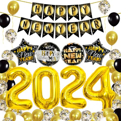 Langlebiges Ballon-Set "Happy New Year" Motto-Ballon mit Hintergrund, Partyzubehör für die Dekoration von Häusern und Büros, Urlaubsdekoration von Yooghuge