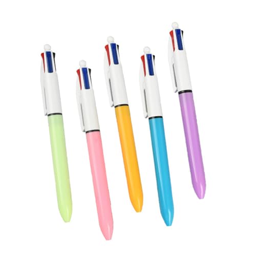 Yooghuge 5 Stück mehrfarbiger Kugelschreiber, 4 Farb-in-1-Kugelschreiber, einziehbarer mehrfarbiger Kugelschreiber für Kinderklassenbelohnung von Yooghuge