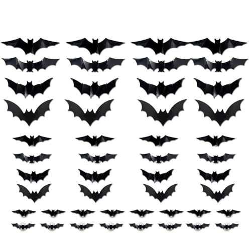 Yooghuge Halloween Fledermausaufkleber Mit LED Lichtkleber PVC Klammern Realistische Abziehbilder Für Fensterwandmantelle Home Dekoration Halloween Wandtattoos von Yooghuge