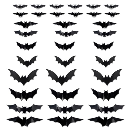 Yooghuge Halloween Fledermausaufkleber Mit LED Lichtkleber PVC Klammern Realistische Abziehbilder Für Fensterwandmantelle Home Dekoration Halloween Wandtattoos von Yooghuge