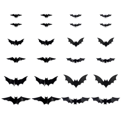 Yooghuge Halloween Fledermausaufkleber Mit LED Lichtkleber PVC Klammern Realistische Abziehbilder Für Fensterwandmantelle Home Dekoration Halloween Wandtattoos von Yooghuge