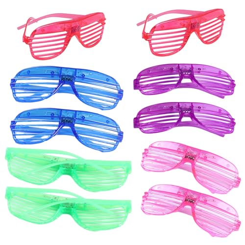 Yooghuge Packung Mit 10 Stück Shutter Brillen Partybrillen LED Glüh Sonnenbrillen Zufällige Farbe Karneval Hochzeit Geburtstag Partyzubehör Auffällige Partyausrüstung von Yooghuge