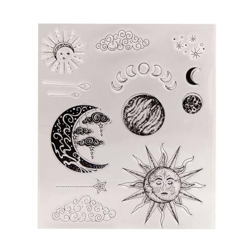 Yooghuge Transparente Stempel, Silikon-Siegelstempel, Sonne, Mond, klare Stempel, DIY, Scrapbooking, Kartenherstellung, Prägung, Pho zu Tagebuch, Album, dekoratives Handwerk für Kartenherstellung, Yooghuge Transparente Stempel, Silikon-Siegelstempel, Sonne, Mond, klare Stempel, DIY, Scrapbooking, Kartenherstellung, Prägung, Pho zu Tagebuch, Album, dekoratives Handwerk für Kartenherstellung, von Yooghuge