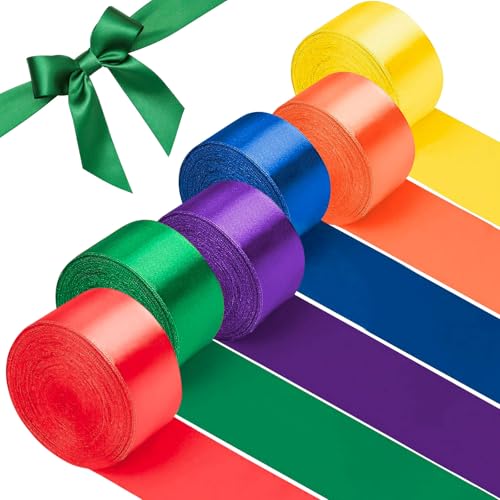 Yooler Schleifenband 132m Satinband 6 Farben, 50mm Geschenkband Breit, Bunte Bänder Seidenband zum Verpacken, Dekorative Satinbänder für Maibaum Basteln Sträuße Geburtstags Taufe und Hochzeit Yooler Schleifenband 132m Satinband 6 Farben, 50mm Geschenkband Breit, Bunte Bänder Seidenband zum Verpacken, Dekorative Satinbänder für Maibaum Basteln Sträuße Geburtstags Taufe und Hochzeit von Yooler