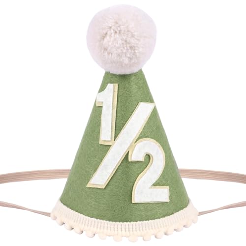 Yoolhamy 1/2 Geburtstag Hut für Baby Jungen Mädchen, handgefertigte Hälfte Geburtstag Hut - Ideal für 6 Monate Meilenstein Feiern, Cake Smash, und Foto Requisiten auf halbem Weg zu einem (Green-1) von Yoolhamy