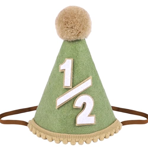 Yoolhamy 1/2 Geburtstag Hut für Baby Jungen Mädchen, handgefertigte Hälfte Geburtstag Hut - Ideal für 6 Monate Meilenstein Feiern, Cake Smash, und Foto Requisiten auf halbem Weg zu einem (Green-2) von Yoolhamy