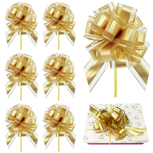 Yoolhamy Große Schleifen zum Verpacken von Geschenken, 15,2 cm, goldfarben, Geschenkpapier für Körbe, Hochzeit, Valentinstag, Weihnachten, Geburtstag, Dekoration, Ziehschleife, 8 Stück Yoolhamy Große Schleifen zum Verpacken von Geschenken, 15,2 cm, goldfarben, Geschenkpapier für Körbe, Hochzeit, Valentinstag, Weihnachten, Geburtstag, Dekoration, Ziehschleife, 8 Stück von Yoolhamy