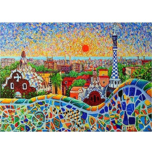 5D DIY Diamond Painting Set,Spanien Sonnenaufgang Diamant Painting Bilder Kit für Erwachsene Kinder Voll Crystal Strass Groß Stickerei Kreuzstich Mosaik Gemälde Arts Home Wall Décor (30x40cm/12x16in) von Yoonqun