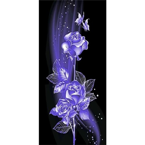 Blaue Rose Diamond Painting Set,DIY 5D Volle drill Diamond painting Bilder Erwachsene Kinder Groß Diamant Malerei Strass Stickerei Kreuzstich Leinwand Kunsthandwerk für Heim Wand Dekor 30x90cm von Yoonqun