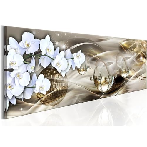 Diamond Painting,Orchidee Goldener Ball 5D Diamond Painting Kits,DIY Erwachsene Strass Stickerei Diamant Painting Bilder,Full Drill Stickerei Kreuzstich für Home Wall Decor Round drill，40x120cm von Yoonqun