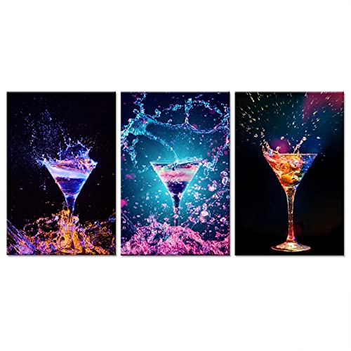 Yoonqun Bunter Cocktail Diamond Painting,3 Pack Diamant Painting Bilder DIY 5d Diamant Malerei Kits Kristallartiges Stickerei Kreuzstich Set für Room Wanddekoration Round Drill,50x70cm von Yoonqun