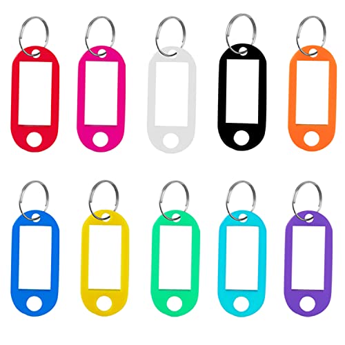 10 Stück Kunststoff Schlüsselanhänger, Schlüsselschilder Beschriften Farbige Schlüsselanhänger mit Schlüsselring Etiketten für Koffer Namensschilder Gepäck(10 Farben) von Yoosso