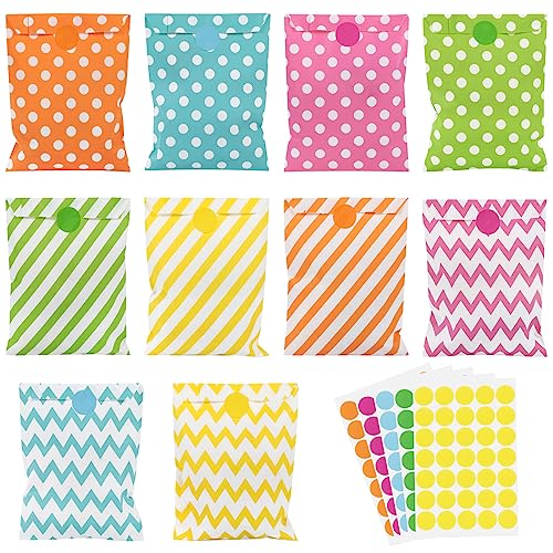 100 Stück Butterbrottüten, 18 x 13cm Candy Bar Tüten Süßigkeiten Tüten mit 175 Aufkleber Papiertüten Bunt für Kindergeburtstag Hochzeit Party Abschlussfeier Ostern(5 Farben) von Yoosso