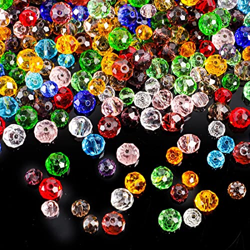 1000 Stück Facettierte Perlen, 6mm/8mm Glasperlen Zum Auffädeln Rondelle Kügelchen mit Aufbewahrungsbox für Handwerk Schmuckherstellung Armbänder (12 Farbe) von Yoosso