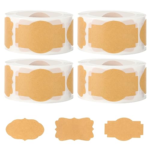 1000 Stück Etiketten Selbstklebend, Marmeladen Etiketten Aufkleber zum Beschriften Handmade Aufkleber Weihnachten Klebeetiketten für Marmeladenflaschen Geschenkverpackung Weihnachten (4 Rolle) von Yoosso