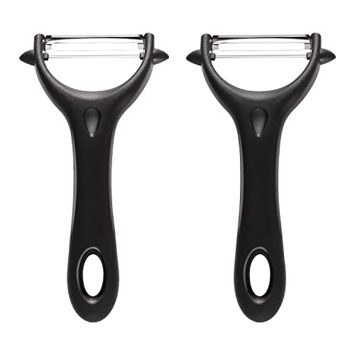 2 Stück Universalschäler Edelstahl, 14,5×7,5cm Schwarz Zweischneidige Schäler Sparschäler Ergonomischer Griff für Kartoffeln Karotten Gemüse Obst 2 Stück Universalschäler Edelstahl, 14,5×7,5cm Schwarz Zweischneidige Schäler Sparschäler Ergonomischer Griff für Kartoffeln Karotten Gemüse Obst von Yoosso