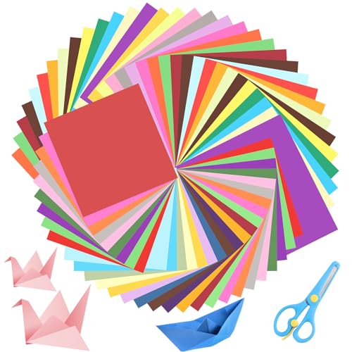 200 Blatt Origami Papier, 20 x 20cm und 15 x 15cm Faltpapier Doppelseitig Buntes Papier Bastelpapier Set mit Schere für DIY Origamipapier Basteln(20 Farben) von Yoosso