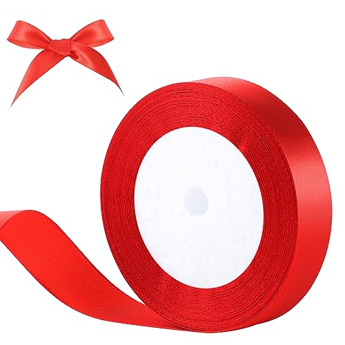 22 m x 2 cm Satinband Rot, Geschenkband Breit Rotes Band Schleifenband für Geschenkverpackung Basteln Hochzeit Geburtstag Dekoration von Yoosso