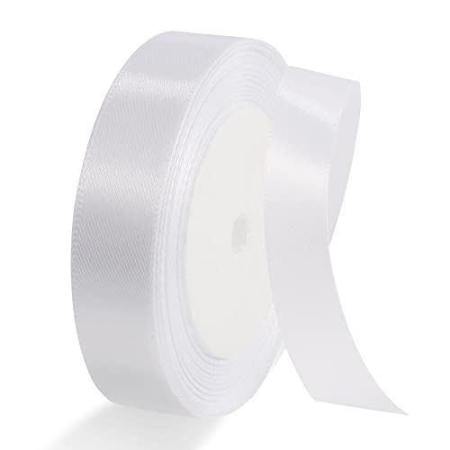 22m x 2cm Satinband Weiss, Doppelseitig Schleifenband Dekoration Hochzeit Geschenkband Weiß Geschenkband Weiss für Hochzeit Party von Yoosso