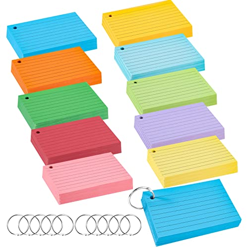 500 Stück Karteikarten A7, 10 Farben Flashcards Vokabelkarten Karteikarten Liniert Bunt Lernkarten Beschriftbar mit 10 Binderinge für Schulsachen Büro Zuhause Lernen Notizen (150g/m²)… von Yoosso