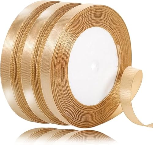 66m Goldenes Geschenkband, 10mm Goldenes Band Schleifenband Gold Satinband Dekoband für Geschenkverpackung Hochzeit Geburtstag Party Jahrestag Taufe (22m/Rolle) von Yoosso