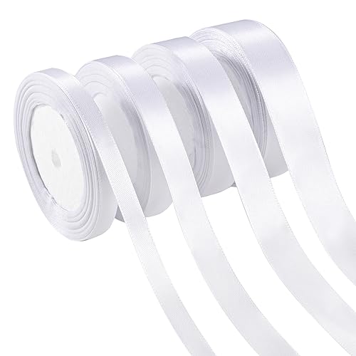 88m Satinband Weiß, 10/15/20/25mm Breit Geschenkband Schleifenband Hochzeit Dekoband Stoffband Weißes Band für Geburtstag Valentinstag Party Geschenkverpackung Basteln Hochzeitsdeko (22m/Rolle) von Yoosso