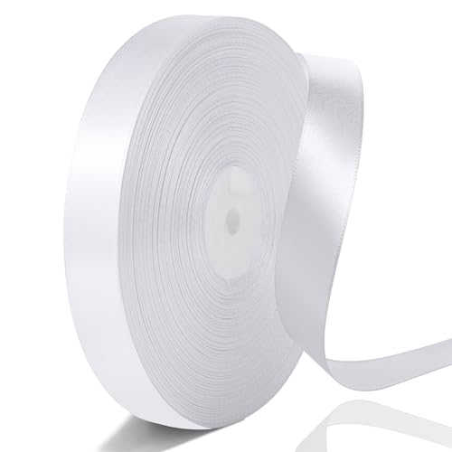 91m Satinband Weiss, 2cm Geschenkband Hochzeit Seidenband Dekoband Stoffband Weißes Band für Hochzeitsdeko Valentinstag Geburtstag Party Geschenkverpackung von Yoosso