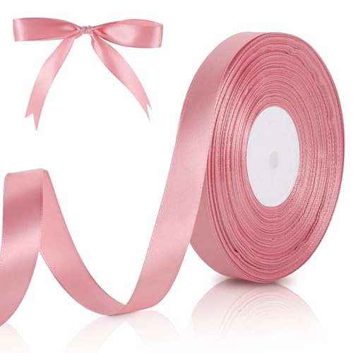 91m x 2 cm Satinband Rosa, Schleifenband Rosa Geschenkband Dekoband Rosa Band für Geschenkverpackung Brautstrauß Basteln Geburtstag Valentinstag Hochzeit Dekoration von Yoosso