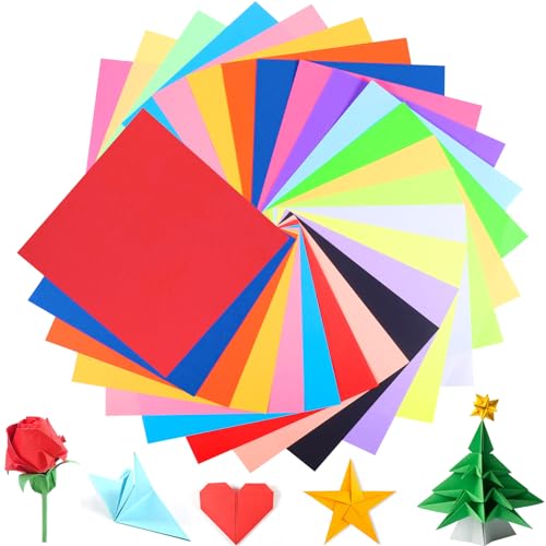 Yoosso 100 Blatt Origami Papier 20x20 cm, Doppelseitiges Origami Faltpapier Buntes Papier Bastelpapier Set für DIY Origamipapier Weihnachten Basteln(20 Farben) von Yoosso