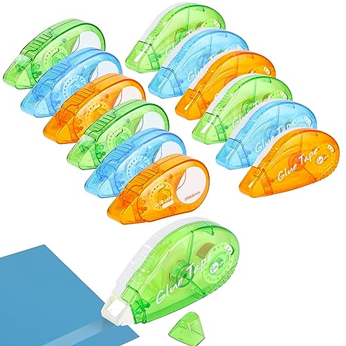 Yoosso 12 Stück Selbstklebende Kleberoller, 8 mx8 mm & 6mx6mm Doppelseitiges Klebeband Roller Fotokleber Transparent Klebemaus für Scrapbooking Album Kartenherstellung Basteln Schule Büro von Yoosso